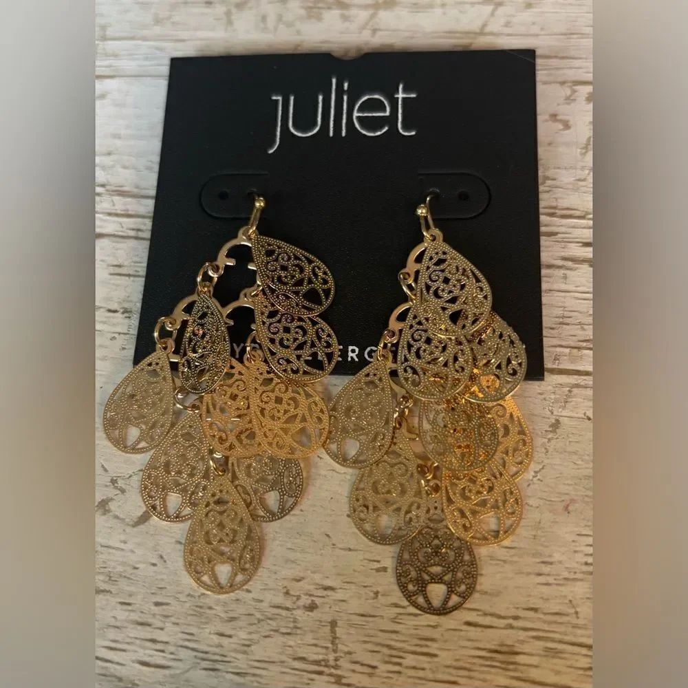 NEW! Juliet Hypoallergenic Gold Tone Dangle Earrings NWT